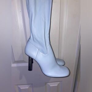 Thigh high blue boots with sliver heel from Zara size 41, women 10